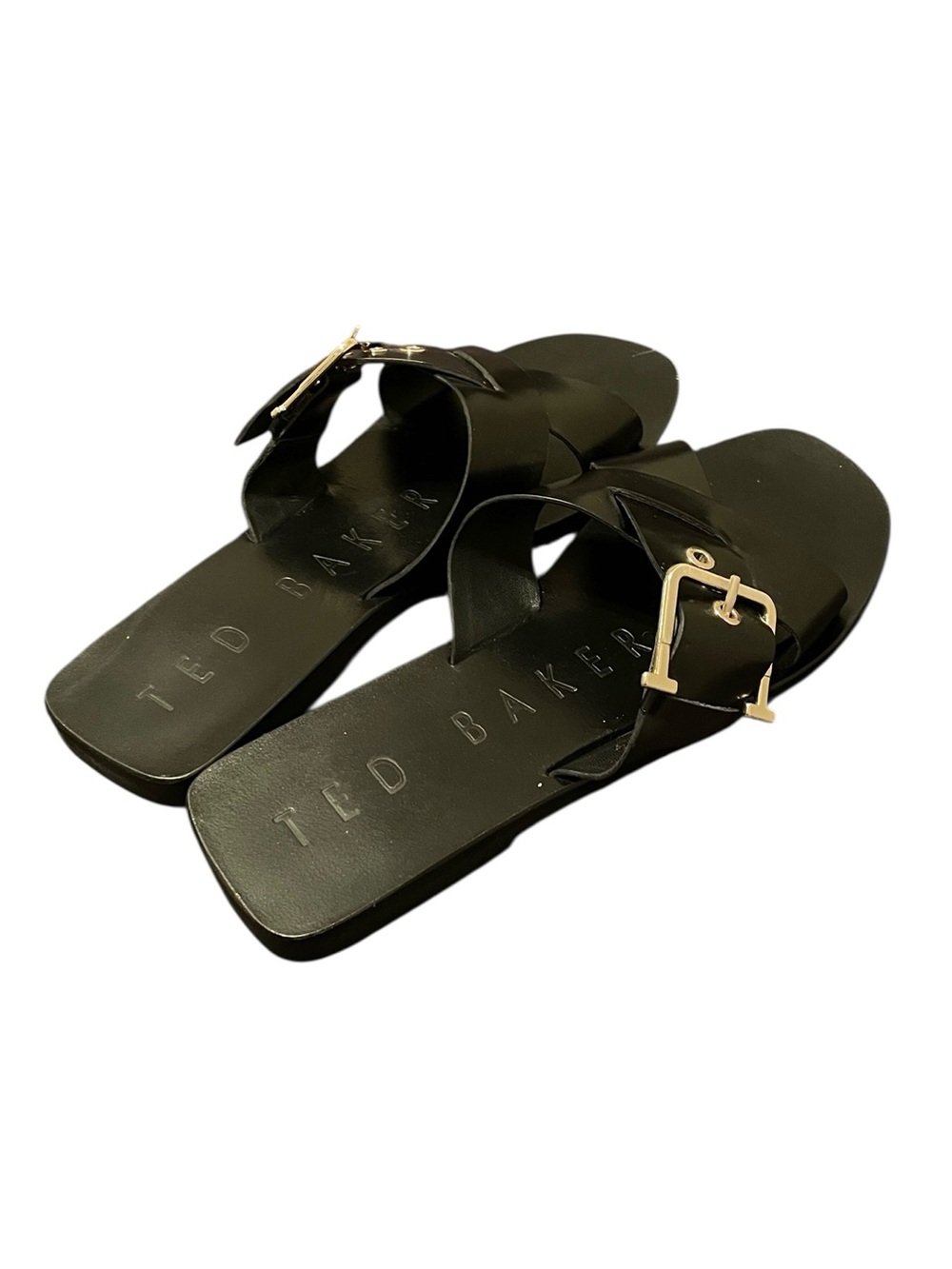 Ted Baker London Women's Black Joseei Flat Slip On Buckle Sandals Size 38.5 - Picture 4 of 8